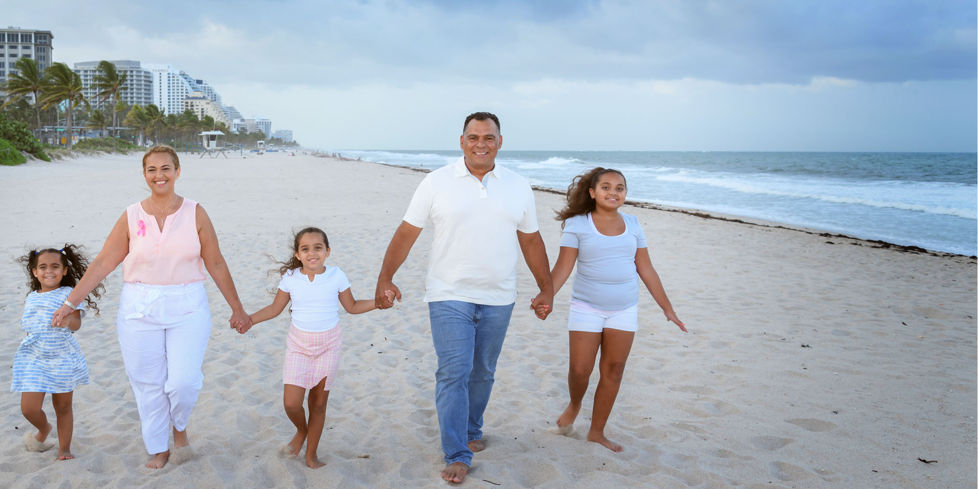 Remarkable family on the beach