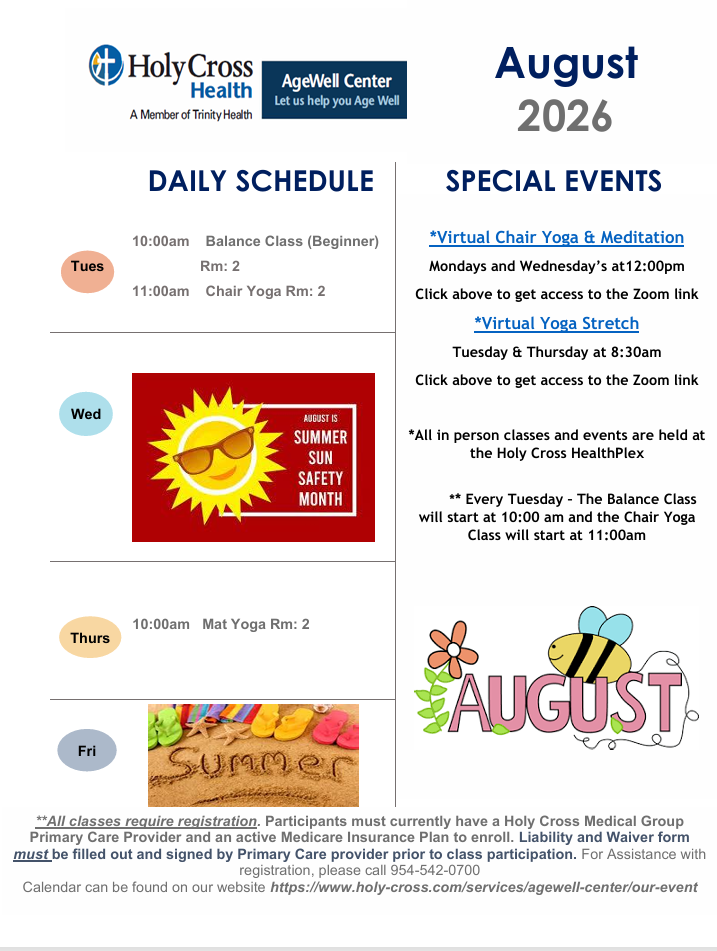 ageWell August Calendar
